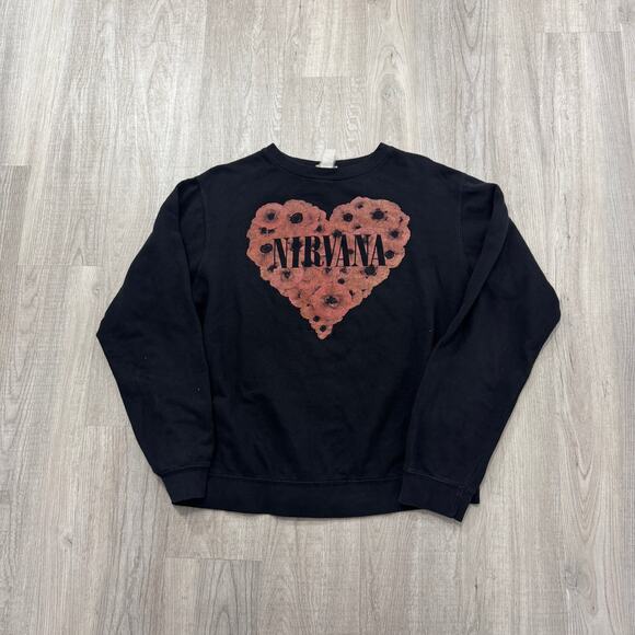 Vintage Nirvana Heart Shaped Box Sweatshirt Men's Medium Black y2k Kurt Cobain - Picture 1 of 6